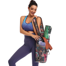 Wholesale custom large capacity printed canvas sling yoga mat bags for large yoga mats